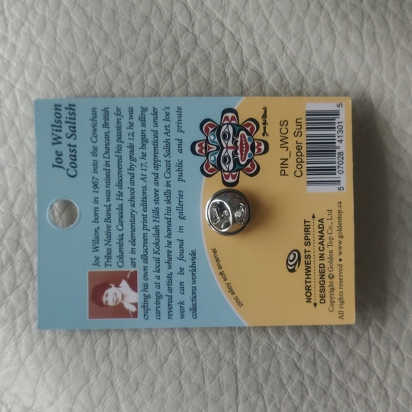 'Copper Sun' Pin Indigenous Design by Joe Wilson, Coast Salish - Picture 2 of 4